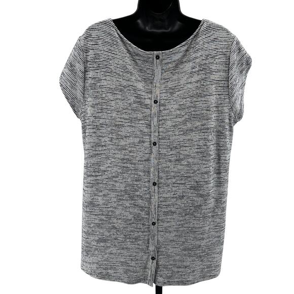 Market & Spruce Top WMNS XL Bravyan Knit Gray Marled Petal Sleeves Button Detail - Picture 5 of 8